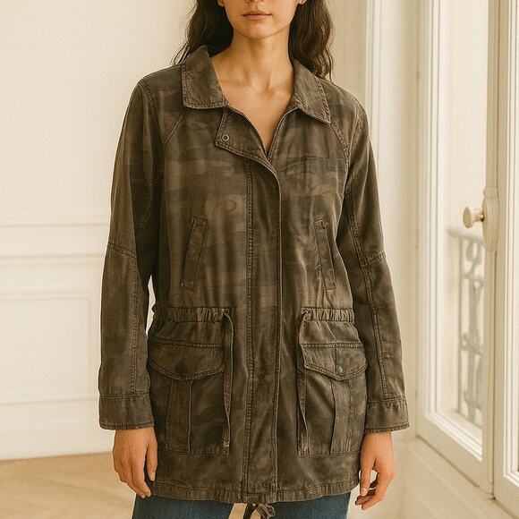 Sanctuary Camo Utility Jacket Green L - Picture 1 of 10